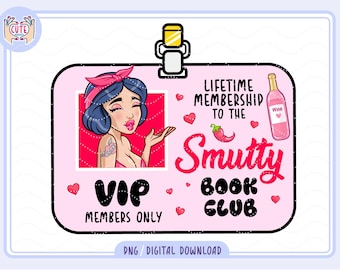 Pacchetto di tessere della biblioteca Smutty PNG, membro VIP del club del libro Smut PNG, clipart per amanti dei libri, design Kindle carino, alla moda, estetico e popolare png