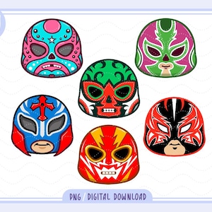 Luchador masks clipart png, Wrestling masks bundle, Mexican mask Wrestling, Festival, Mexico Mask, Lucha libre masks, USA wrestlers lovers