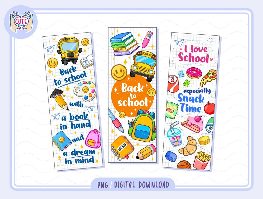 Back to School Bookmarks PNG | Cute Reading Bookmark | Groovy Bookish ...