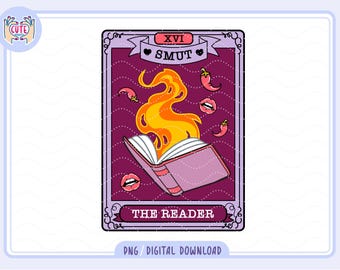 Smut Reader Tarot Card PNG, Bookish Romance (Digital Download)