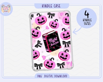 Gruselig niedliches Halloween Kindle Hülle, PNG, Pinky Kokette Kindle Hülle, Rosa Bücherwurm Kindle Hülle Design, Halloween Girly Kindle Hülle