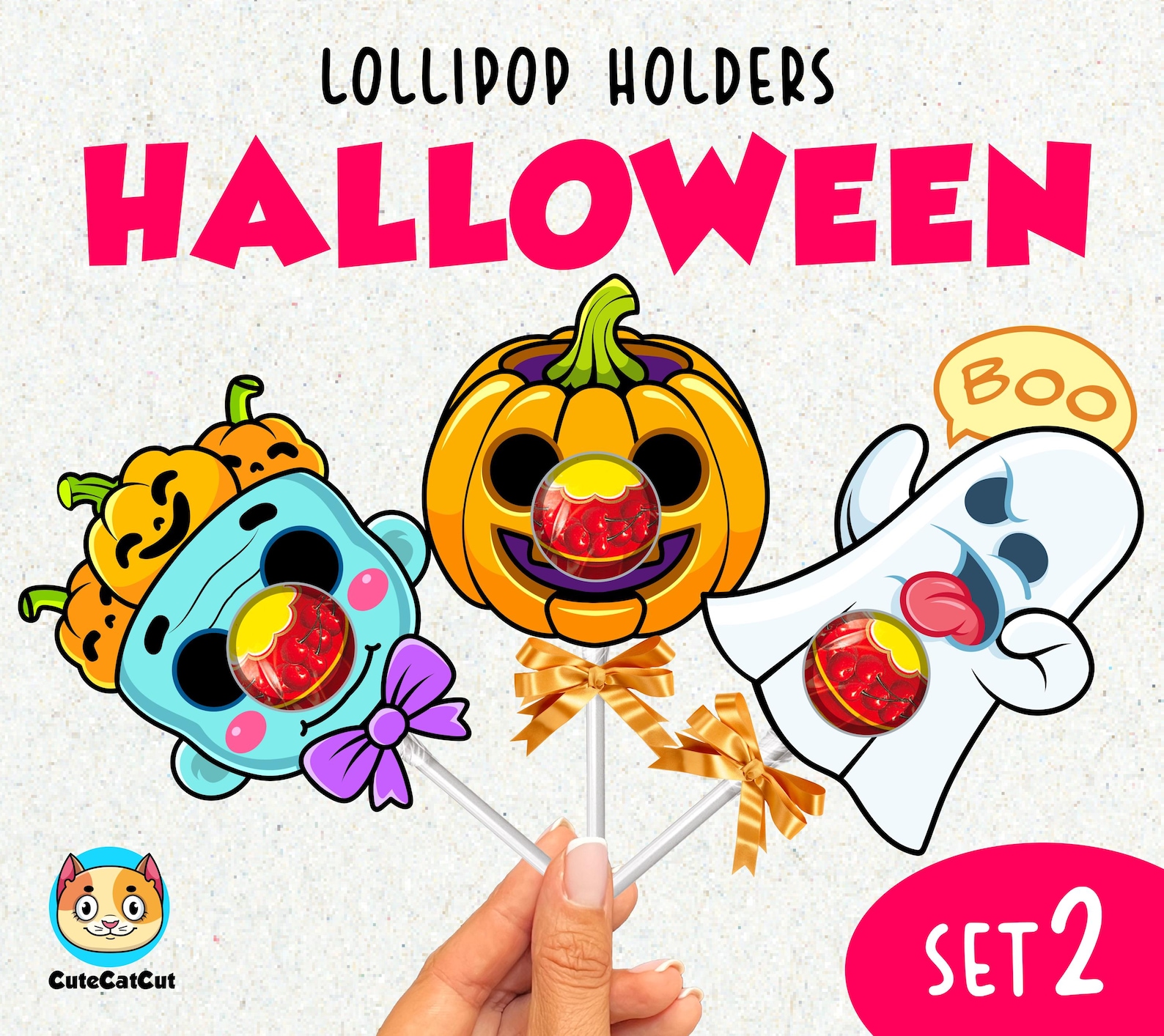 Halloween Lollipop Holders Printable, Pumpkin Lollipop Holder, Digital ...