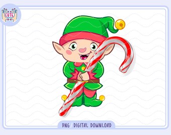 Bastón de caramelo de duende navideño, actividad imprimible para niños (descarga digital)