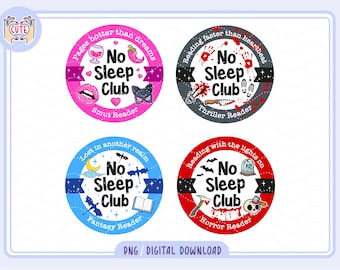 Bookish No Sleep Club Bundle PNG, Bücherliebe Clipart, süßes trendiges ästhetisches beliebtes Bücherdesign, Kindle-Design für Aufkleber