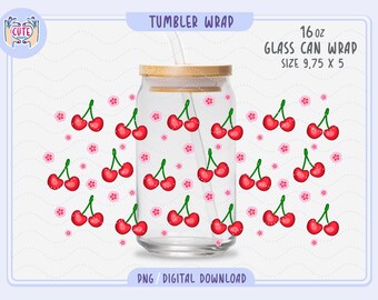 Coquette Cherries Libbey Wrap Png, Cherries Libbey wrap 16oz Cup Wrap, Coquette Girly Design, Cute cherry Tumbler Design, Just a Girl wrap