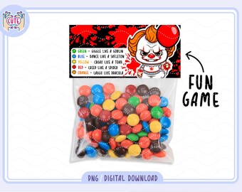 Halloween treat bag toppers instant download, favors bag topper, Digital bag tags, Goodie Bag for Kids Halloween Party, Scary clown sweets