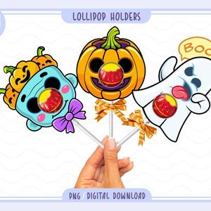 Halloween lollipop holders printable, pumpkin lollipop holder, digital party sucker holder, halloween acessories, halloween treats holder