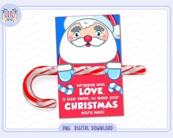 Bastón de caramelo navideño de Papá Noel imprimible, actividad para niños (descarga digital)