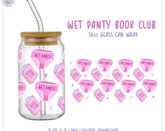 Emballage pour boîte en verre de 16 oz Smut Book Club PNG • Design par sublimation (téléchargement numérique)
