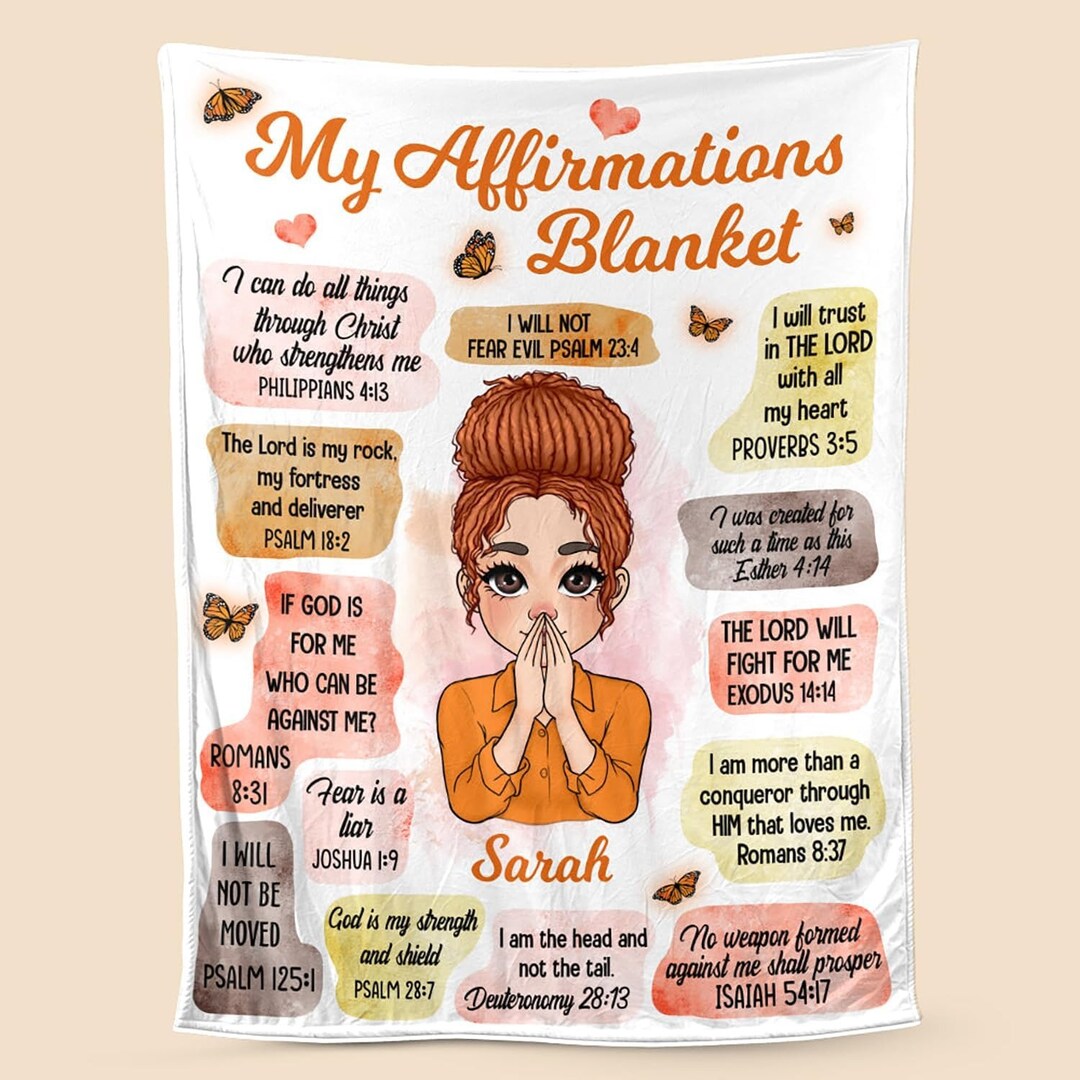 Personalized My Affirmations Blanket Gifts for Women, Mental Health