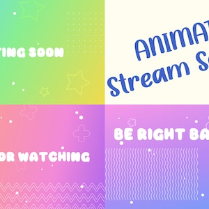 ANIMATED Stream Overlays / Starting Soon / Be Right Back / Thanks For Watching / Cute Gradient Aesthetic