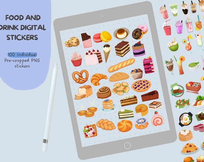 100 Food and Drink Digital Stickers Precropped Digital - Etsy