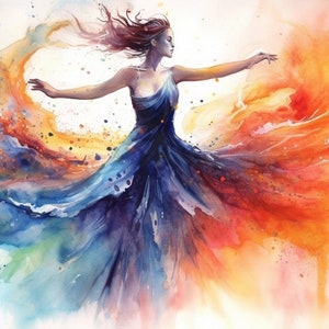 Digitale kunst downloaden aquarel dansende vrouw