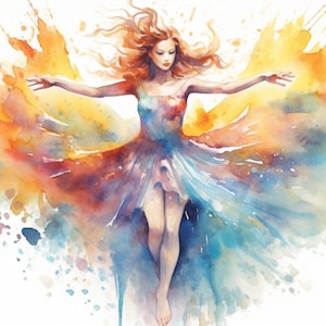 Aquarel vrouw jurk kunst digitale kunst downloaden