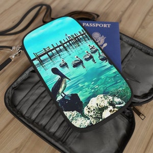 Passport Wallet with Removable Straps - Pelicans in Marathon