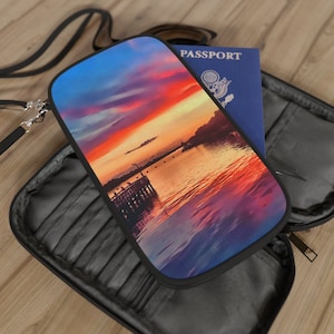 Passport Wallet with Removable Straps - Sunset at Caloosahatchee River