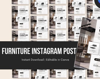 Vorlage für einen modernen Instagram-Post mit Möbeln (Canva-Download)
