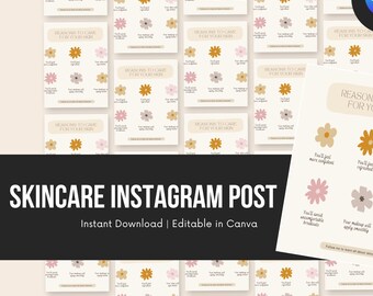 Vorteile von Bio-Hautpflege: Instagram-Post, Canva-Vorlage für Kosmetikerinnen (Digitaler Download)
