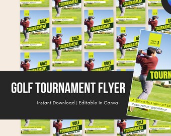 Einfacher, moderner, spielerischer Golfturnier-Flyer, bearbeitbare Golf-Event-Vorlage, Canva Digitaler Download für Charity Golf Outing Fundraiser Promo
