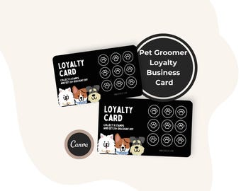 Kundenkarte für Hundefriseure, bearbeitbare Prämienvorlage, Canva-Download, Visitenkartenstempel