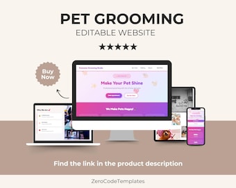 Modello di sito web per toelettatura animali / Sito web per toelettatura cani / Sito web per la cura degli animali domestici / Modello HTML per servizi per animali domestici / Download immediato