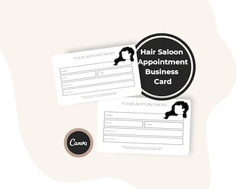 Minimalistische Friseur Termin Karte, bearbeitbare Stylist Reminder Vorlage (Canva Download)