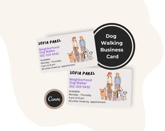 Visitenkarte für Hundeausführer, Vorlage für Haustierbetreuer in der Nachbarschaft (Canva-Download)