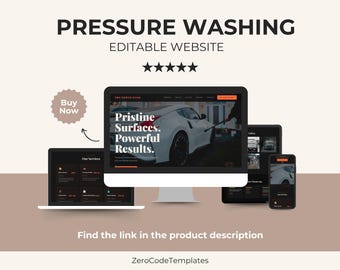 Modello di sito web per lavaggio a pressione / Sito web HTML CSS JS per lavaggio ad alta pressione / Sito web per pulizia esterna / Download immediato / lavaggio a pressione