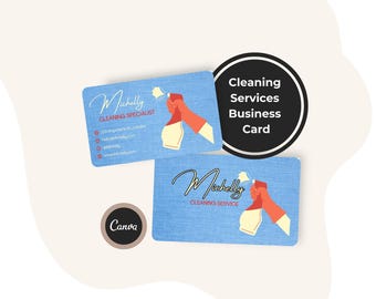 Visitenkarte für Reinigungsdienste, professionelle Vorlage für Gebäudereinigung (Canva-Download)