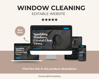 Modello di sito web per la pulizia dei vetri / Sito web HTML, CSS e JS per servizi di pulizia / Sito web per attività di pulizia vetri / Download immediato / Sito personalizzato