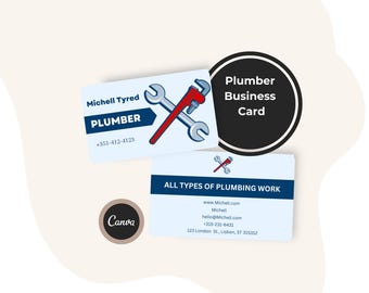 Visitenkartenvorlage für Klempner, bearbeitbar (Canva-Download)