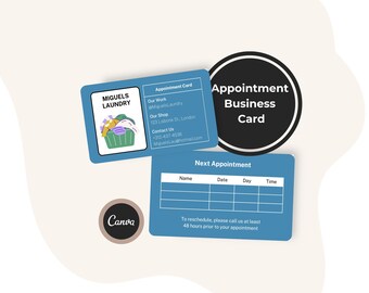 Minimalistische Terminkarte für die Wäscherei, blaue Illustration, Erinnerung an die Reinigung (Canva-Download)