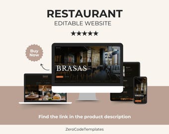 Modello di sito web per ristorante / Cibo HTML CSS JS / Sito web con menu per bar / Pagina di destinazione per prenotazioni / Download immediato / Sito per la cena online / Servizi