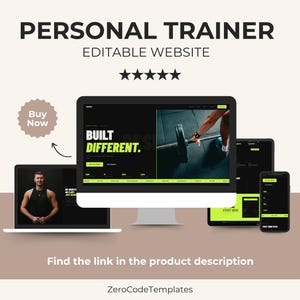 Personal Trainer Website Template | Fitness HTML CSS JS | Gym Landing Page | Online Coach Website | Instant Download | Training Bodybuilding