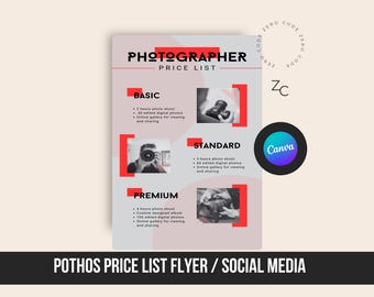 Preisliste für Fotografen, Modernes Hochzeitsporträt-Paket (Canva-Download)