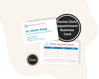Zahnarzttermin Karte Einfacher Licht Stil, Bearbeitbare Arzt Erinnerungsvorlage, Canva Download Terminplan für das Erscheinungsbild des Krankenhauses