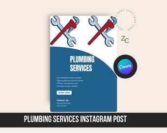 Instagram-Post für Klempnerdienste, Vorlage für Notfallreparaturen (Canva-Download)