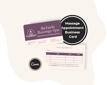 Terminkarte für Massagen mit lila Creme und Blumenmuster, bearbeitbare Wellness-Nachsorge (Canva-Download)
