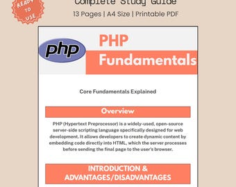 Php Spickzettel Arbeitsleitfaden PDF, Vollständige Überarbeitung der JPEG-Grundlagen für Prüfungen und technische Vorbereitung von Vorstellungsgesprächen, Software-entwicklung it