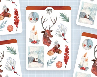 Sticker Sheet Winter Solstice | paper sticker sheet, cute stickers, planner stickers, bullet journal stickers, winter stickers, aesthetic