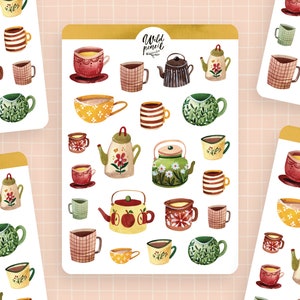 Stickervel herfstmokken | papieren stickervel, schattige stickers, plannerstickers, bulletjournalstickers, herfststickervel, herfst, gezellig