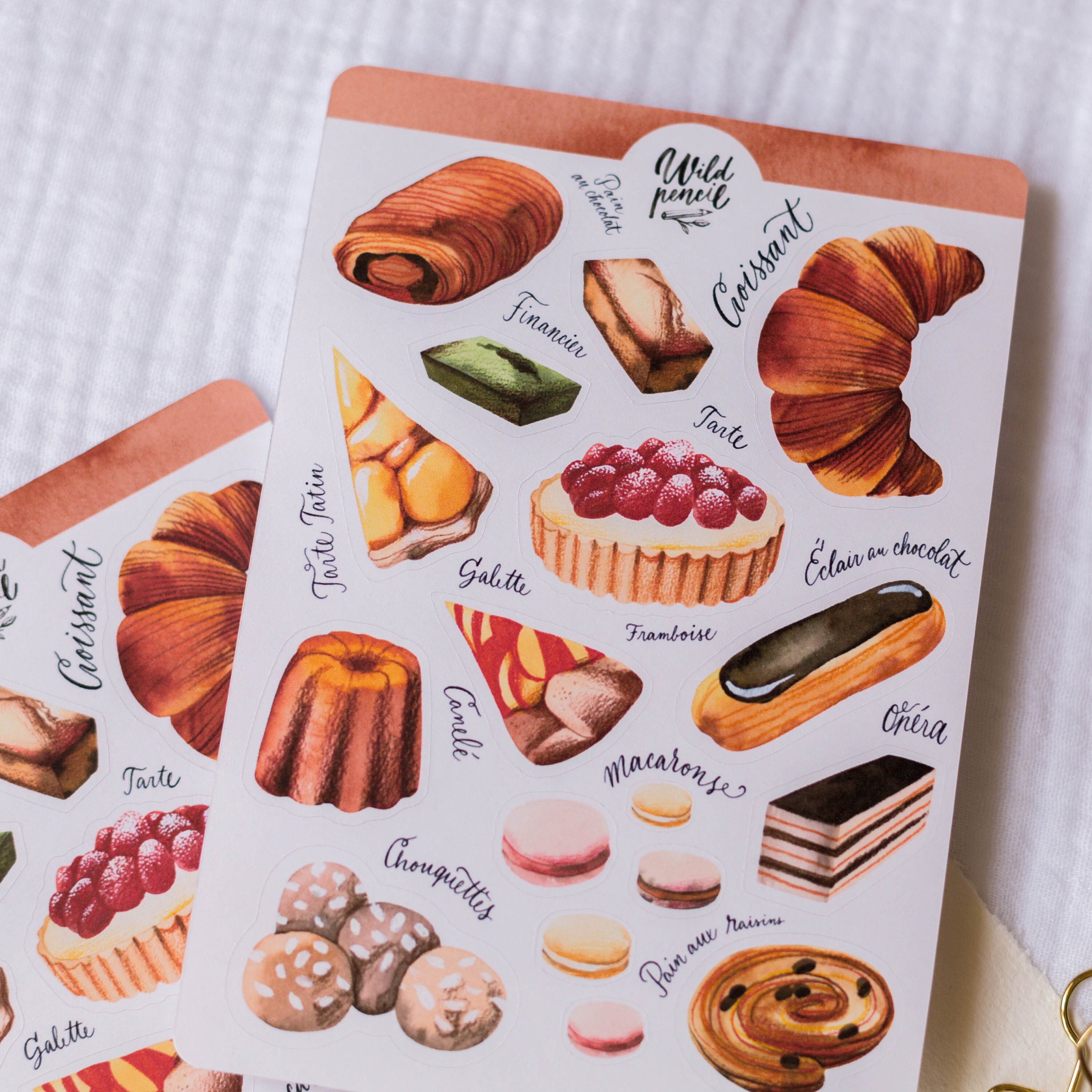 Sticker Sheet French Bakery | Paper Sticker Sheet, Cute Stickers ...