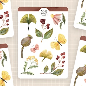 Sticker Sheet Forest Treasures | paper sticker sheet, cute stickers, planner stickers, bullet journal stickers, cottagecore, nature stickers