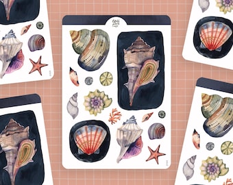 Sticker Sheet — Seaside | paper sticker sheet, cute stickers, planner stickers, bullet journal stickers, summer sticker sheet, ocean