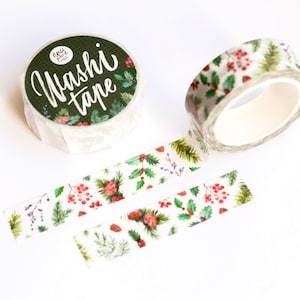 Cinta washi Follaje navideño / Cinta washi de papel, Cinta washi navideña, Cinta adhesiva, Diario de viñetas, Álbum de recortes, Cinta de elaboración