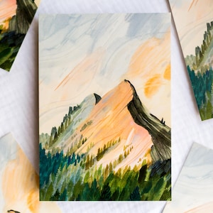 Postkarte Sonnenaufgang am Berg | A6 Postkarte, Minidruck, Postkarten, Landschaftspostkarte, Briefpost, Cottagecore Kunstdruck