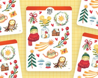 Sticker Sheet Christmas cheer | paper sticker sheet, cute stickers, planner stickers, bullet journal stickers, christmas sticker sheet