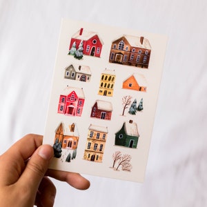 Ansichtkaart Winter Town | A6-postkaart, minikunstafdruk, kerstkaart, kaarten, winterdecor, kersttijd