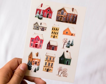 Postcard Winter Town | A6 post card, mini art print, christmas card, postkarten, winter decor, christmas time