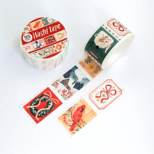 Taśma washi, znaczki świąteczne | papierowa taśma washi, śliczna taśma washi, taśma maskująca, bullet journal, scrapbook, taśma do majsterkowania, Boże Narodzenie